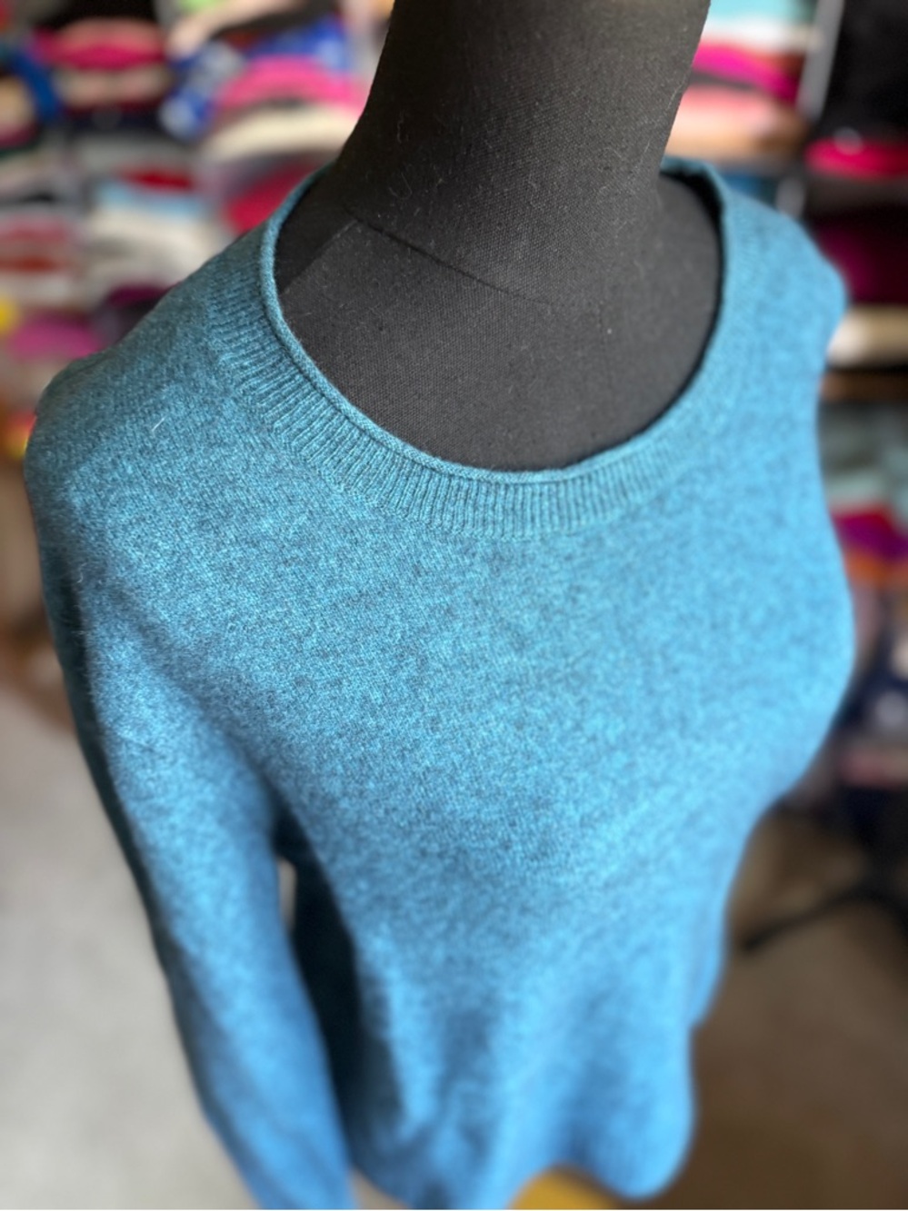 Teal Blue Crewneck Women's Cashmere sweater